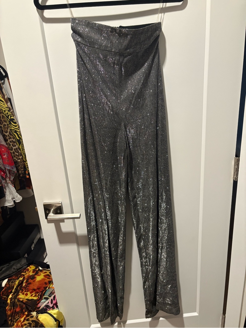 House of CB Sparkling Charcoal Wide-Leg Jumpsuit Pants